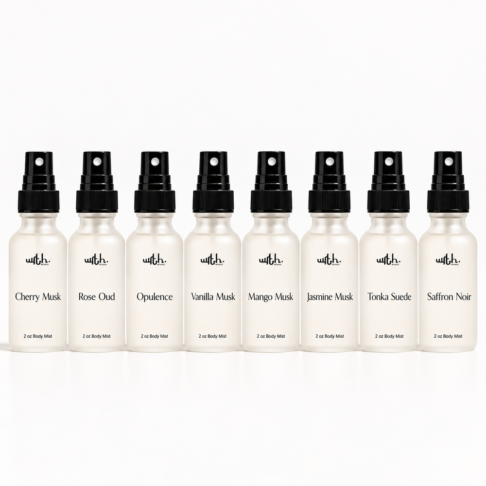 8 , 2 oz bottles of body mist frosted glass 