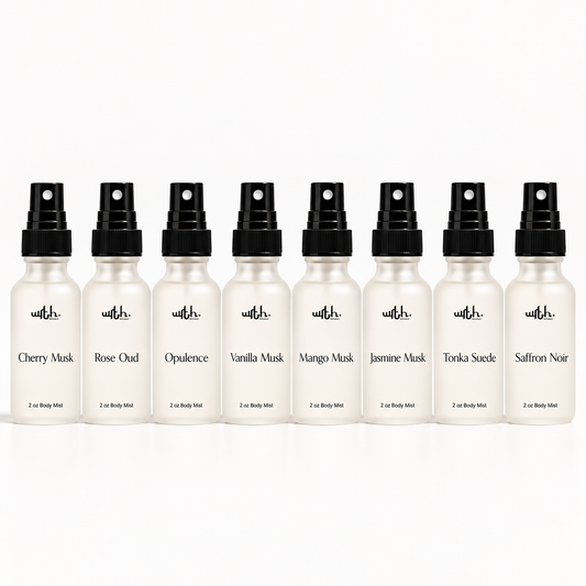 8 , 2 oz bottles of body mist frosted glass 