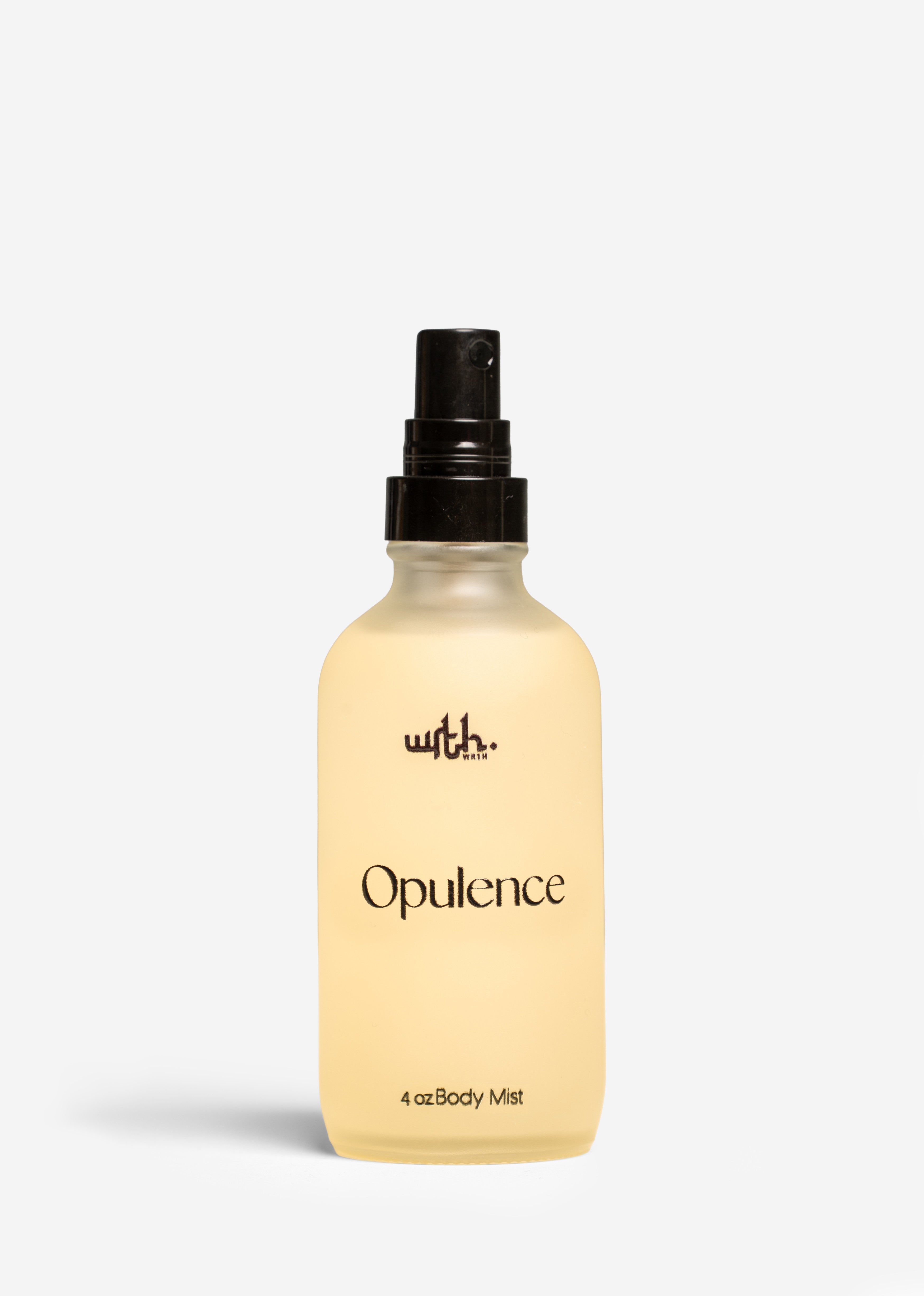 Body mist bottle labeled 'Opulence' on a white background