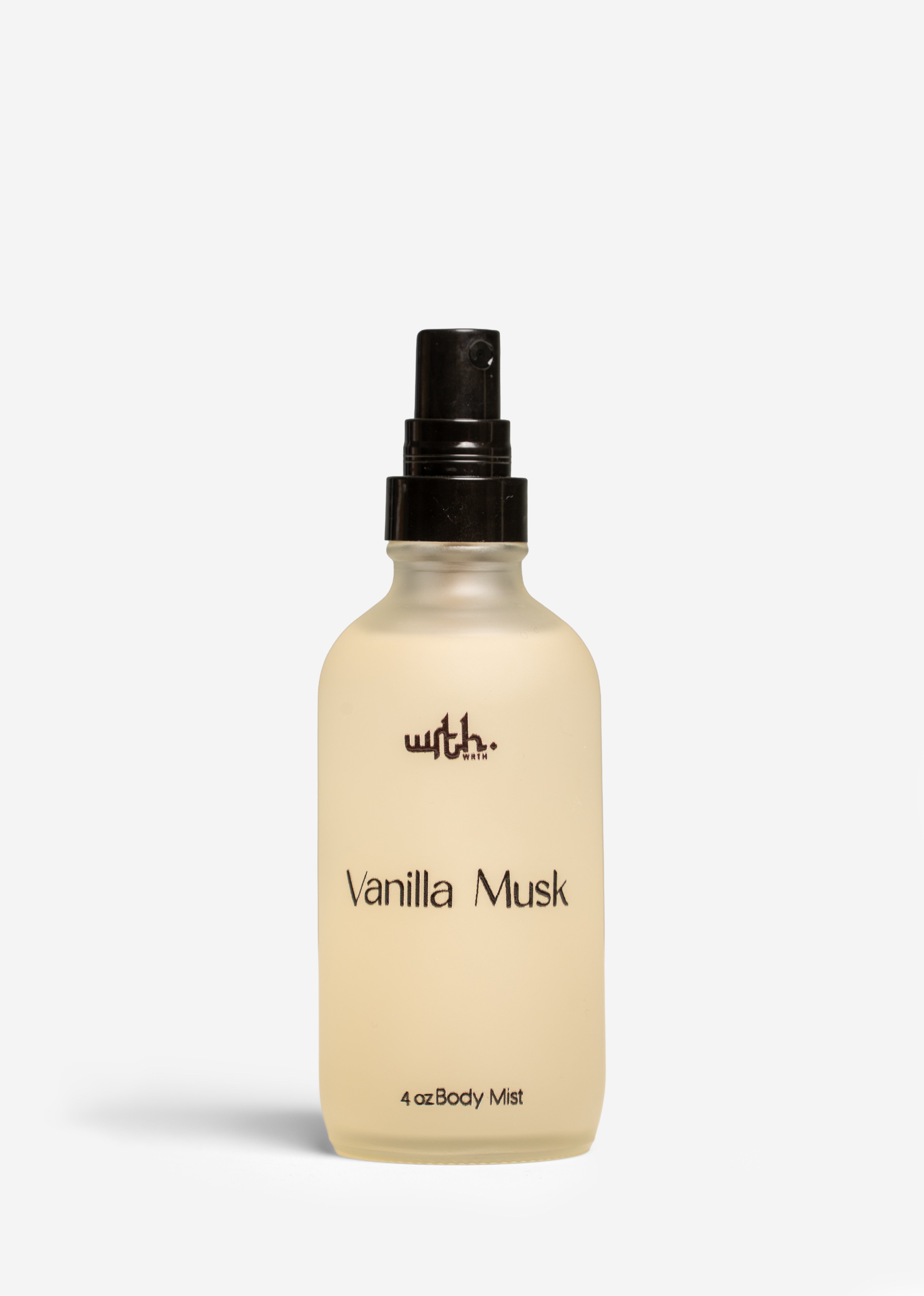 Vanilla Musk body mist bottle on a white background
