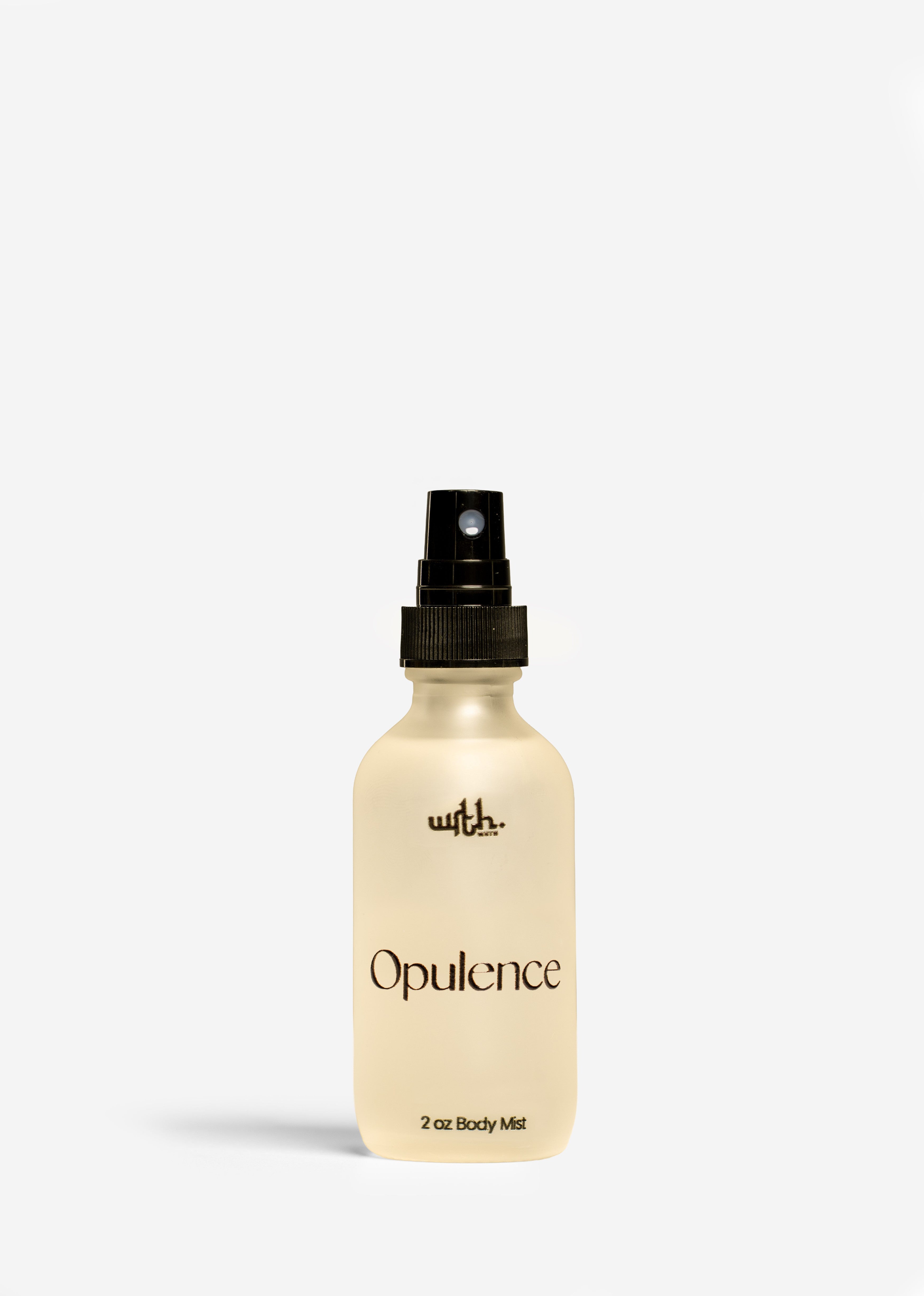 Opulence body mist bottle on a white background