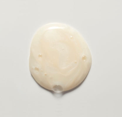 Round, beige-colored object on a light gray background