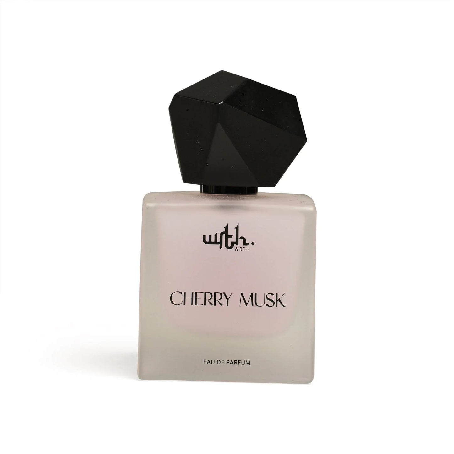 WRTH Cherry Musk Eau de Parfum bottle with frosted glass and black geometric cap