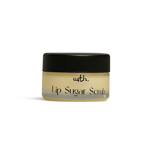 WRTH.Studio Lip Sugar Scrub in frosted jar with black lid for smooth, glowing lips