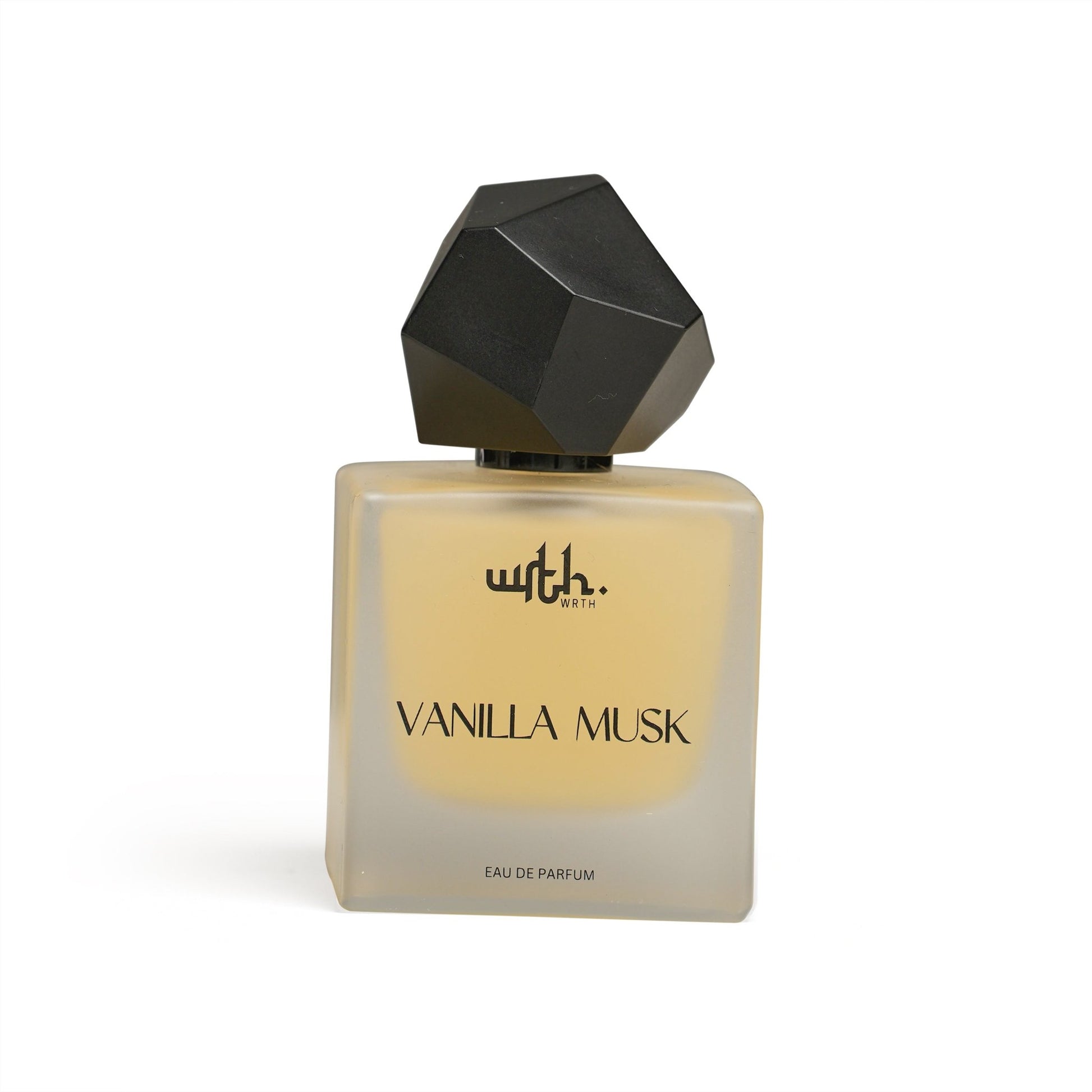 Wrth Vanilla Musk unisex perfume bottle with frosted glass and unique black geometric cap